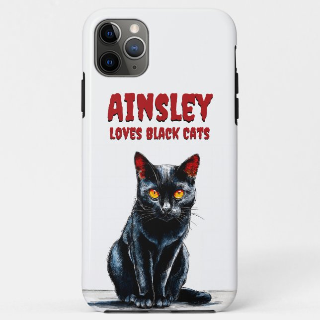 Loves Black Cats Elegant Halloween Design Case-Mate iPhone Case (Back)