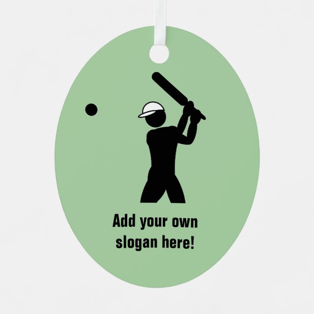 Loves Cricket - a cricketer batting - add a name Metal Tree Decoration (Front)