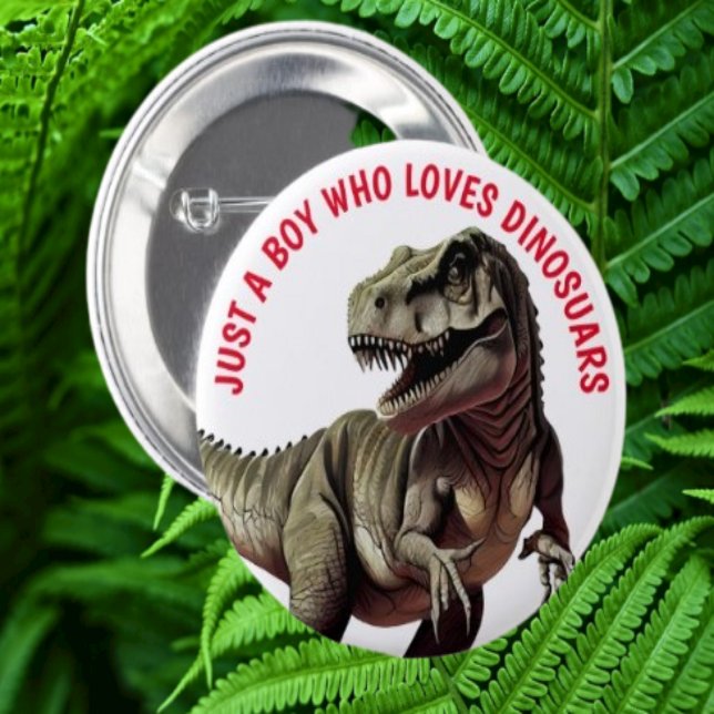 Loves Dinosaurs Boy 6 Cm Round Badge (Express yourself in a meaningful way with top-quality pin buttons)
