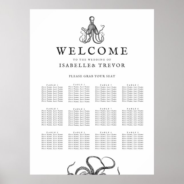 Love's Embrace | 12 Table Seating Chart  (Front)