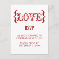 Love's Embrace RSVP Postcard, Red