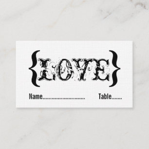 Love's Embrace Wedding Place Card, Black and White Place Card