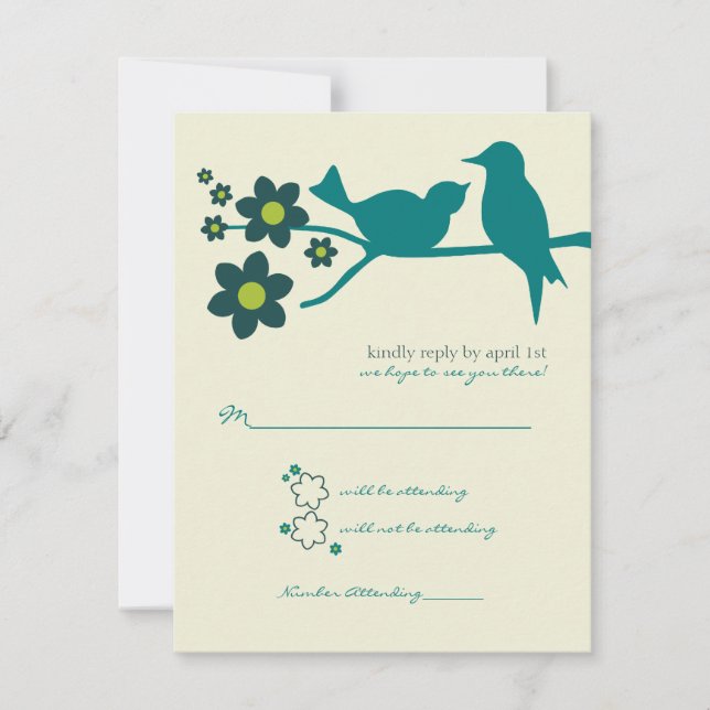 Love's Flight Response {Peacock} 2 Announcements (Front)