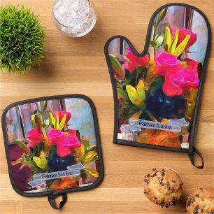 Love's Flowers PM0001 Oven Mitt & Pot Holder Set