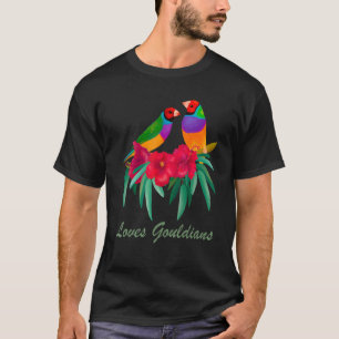 Loves Gouldians Colourful Watercolor Bird  Artwork T-Shirt