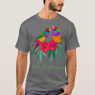 Loves Gouldians colourful watercolor bird lover ar T-Shirt