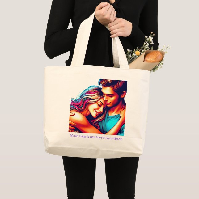 Loves Heartbeat Large Tote Bag (Front (Product))