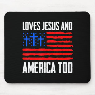 Loves Jesus And America Too 4th Of July Gifts Inde Mouse Mat