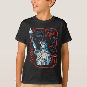 Loves Jesus And America Too Christian Patriotic 4t T-Shirt