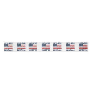 Loves Jesus and America Too God Christian 4th of J Satin Ribbon