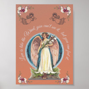 LOVE'S LIKE THE WIND FLORAL INSPIRATIONAL ANGEL    POSTER