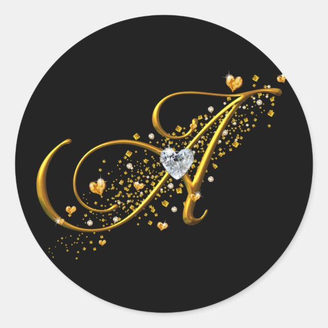 Love's Magic Monogram A Classic Round Sticker (Front)