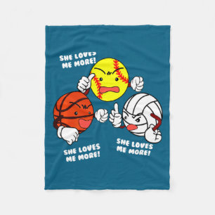 Loves more softball basketball volleyball t shirt fleece blanket