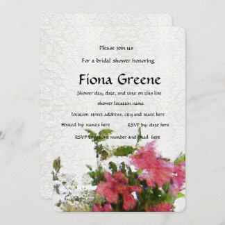 Love's Pink Azalea bridal shower invitation lace