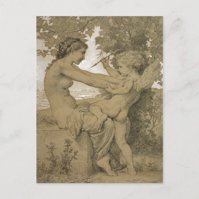 Love's Resistance by Bouguereau Postcard (Front)