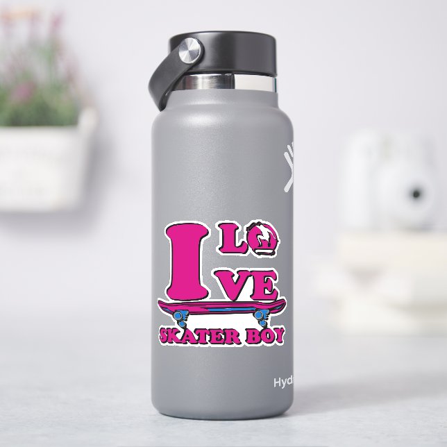 Loves Skater  Skateboard 4" Kiss Cut Vinyl Sticker (HydroFlask)