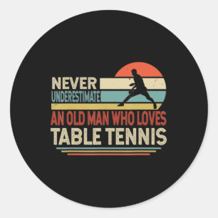 Loves Table Tennis Sport Player Grandpa Father's D Classic Round Sticker