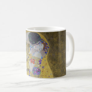 Love's Tapestry: A Kiss in Gold by Klimt Valentine Coffee Mug