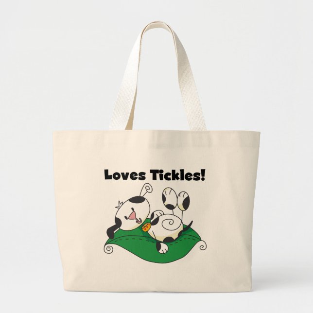 Loves Tickles T-shirts and Gifts Large Tote Bag (Front)
