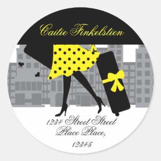 Loves to Travel Yellow 2 Classic Round Sticker