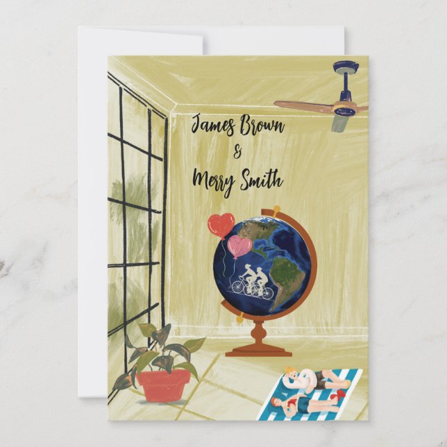 Love's Vision: Dreams Around Earth Wedding Invitation (Front)