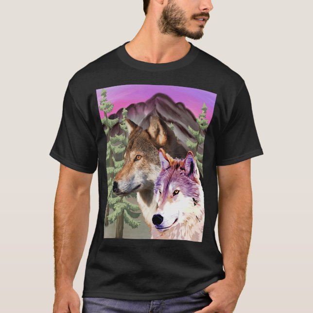 Loves Wolves wolf Face 16 T-Shirt (Front)