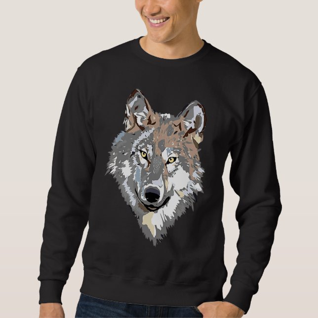 Loves Wolves wolf Face  1 Sweatshirt (Front)