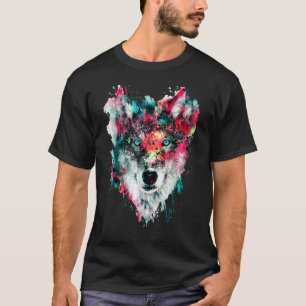 Loves Wolves wolf Face Cool Awesome T-Shirt