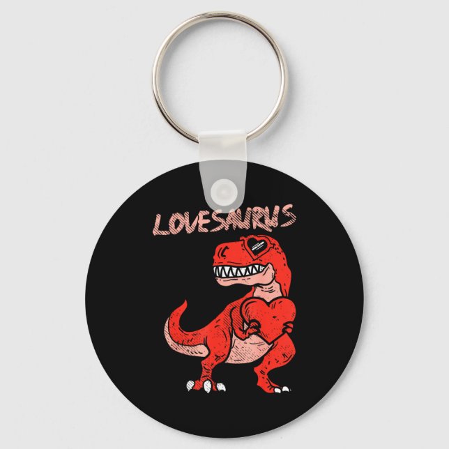 Lovesaurus Trex Dinosaur Heart Cute Valentines Day Key Ring (Front)