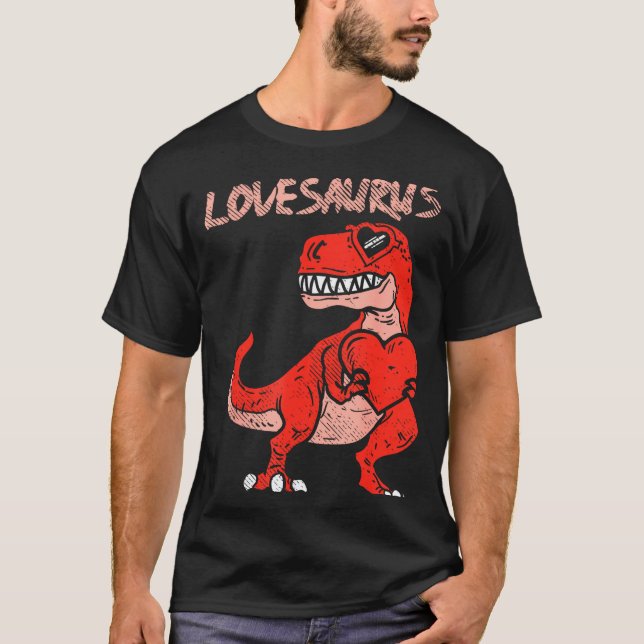 Lovesaurus Trex Dinosaur Heart Cute Valentines Day T-Shirt (Front)