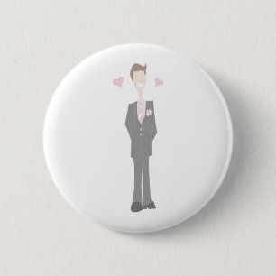 Lovestruck Cartoon Groom 6 Cm Round Badge
