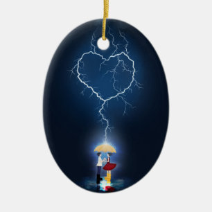 "Lovestruck" Moment Under an Umbrella Custom Ceramic Tree Decoration