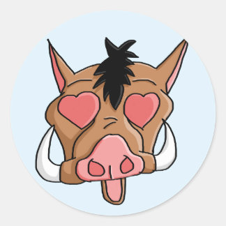 Lovestruck Pork Chop Emoji Classic Round Sticker