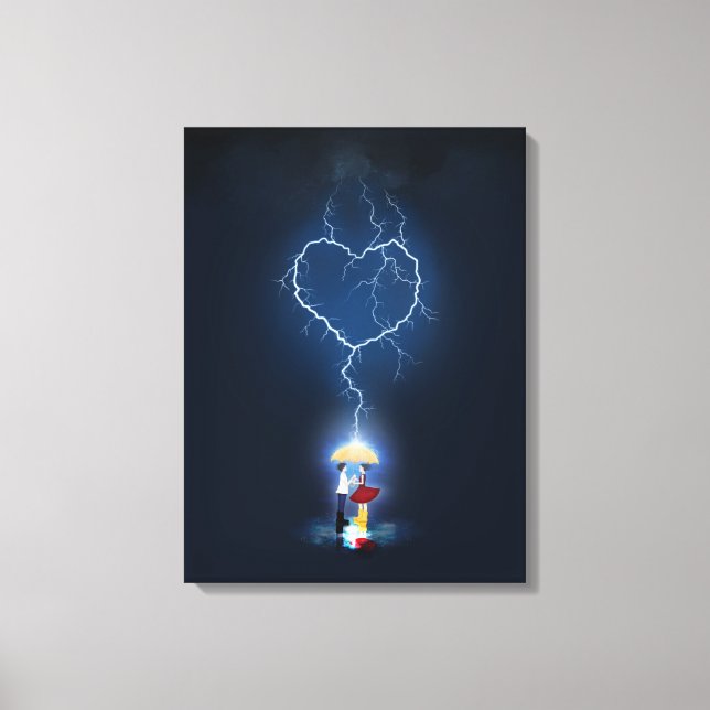 "Lovestruck" Romantic Moment Under an Umbrella Canvas Print (Front)