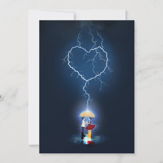"Lovestruck" Romantic Moment Under an Umbrella Invitation (Front)
