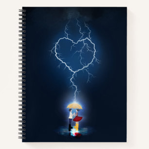 "Lovestruck" Romantic Moment Under an Umbrella Notebook