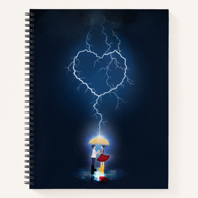 "Lovestruck" Romantic Moment Under an Umbrella Notebook (Front)
