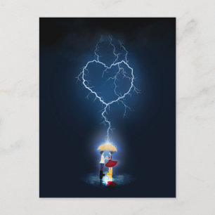 "Lovestruck" Romantic Moment Under an Umbrella Postcard