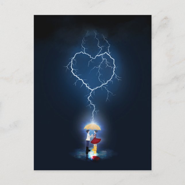 "Lovestruck" Romantic Moment Under an Umbrella Postcard (Front)