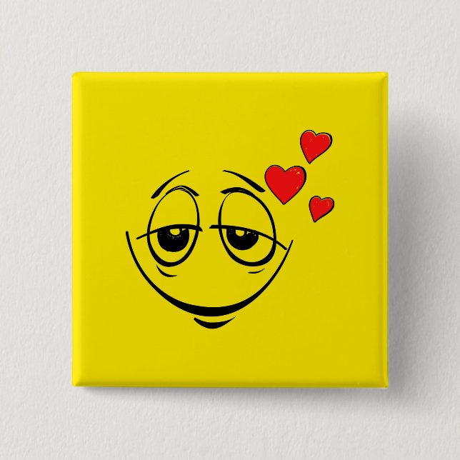 Lovestruck Yellow Face 15 Cm Square Badge (Front)