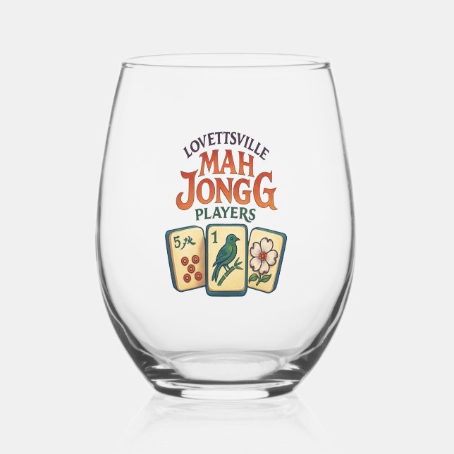 Lovettsville Mah Jongg Players Stemless Wine Glass (Front)