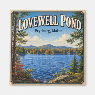 Lovewell Pond Fryeburg Maine Vintage Scenic Square Magnet