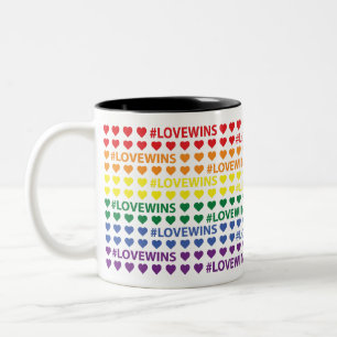 #LoveWins Rainbow Heart Pattern Two-Tone Coffee Mug