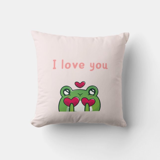 Lovey Dovey Frog Pillow - Cute Couple Pillow (Front)