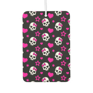 Lovey Goth Skulls in Bright Pink Car Air Freshener