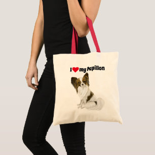 Lovey Papillon dog I love my papillon Personalised Tote Bag