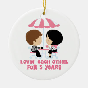 Lovin Each Other For 5 Years Anniversary Ceramic Tree Decoration