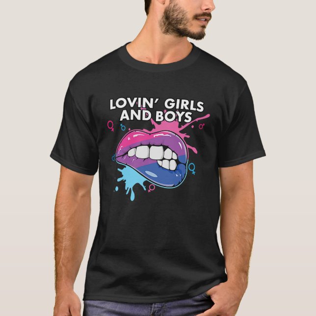 Lovin' Girls And Boys Bisexual Pride March Bisexua T-Shirt (Front)