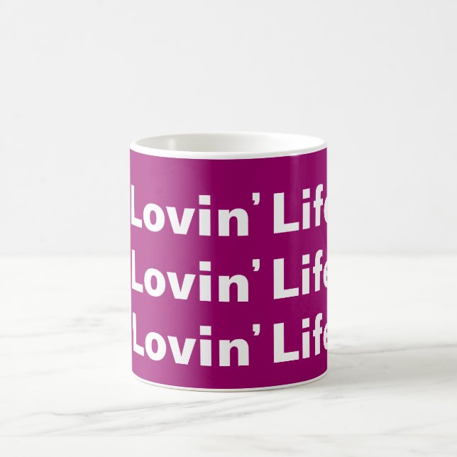 Lovin' Life pink & white mug (Center)