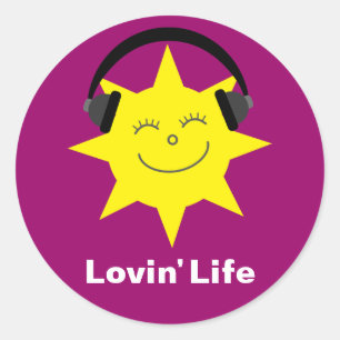Lovin' Life Sun & Headphones stickers